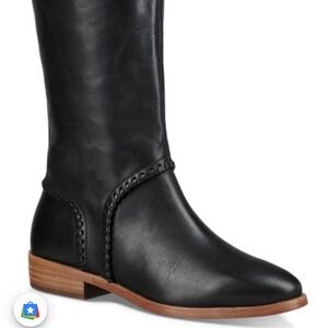 UGG Black Leather Heeled Boots